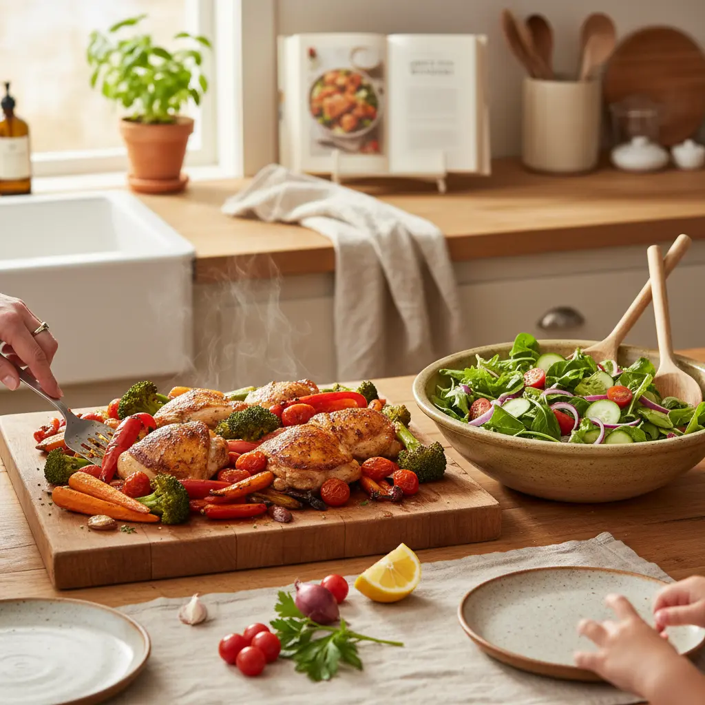 Assortment of budget-friendly healthy family meals like chili, frittata, and salads, proving delicious dinners are possible under $10.